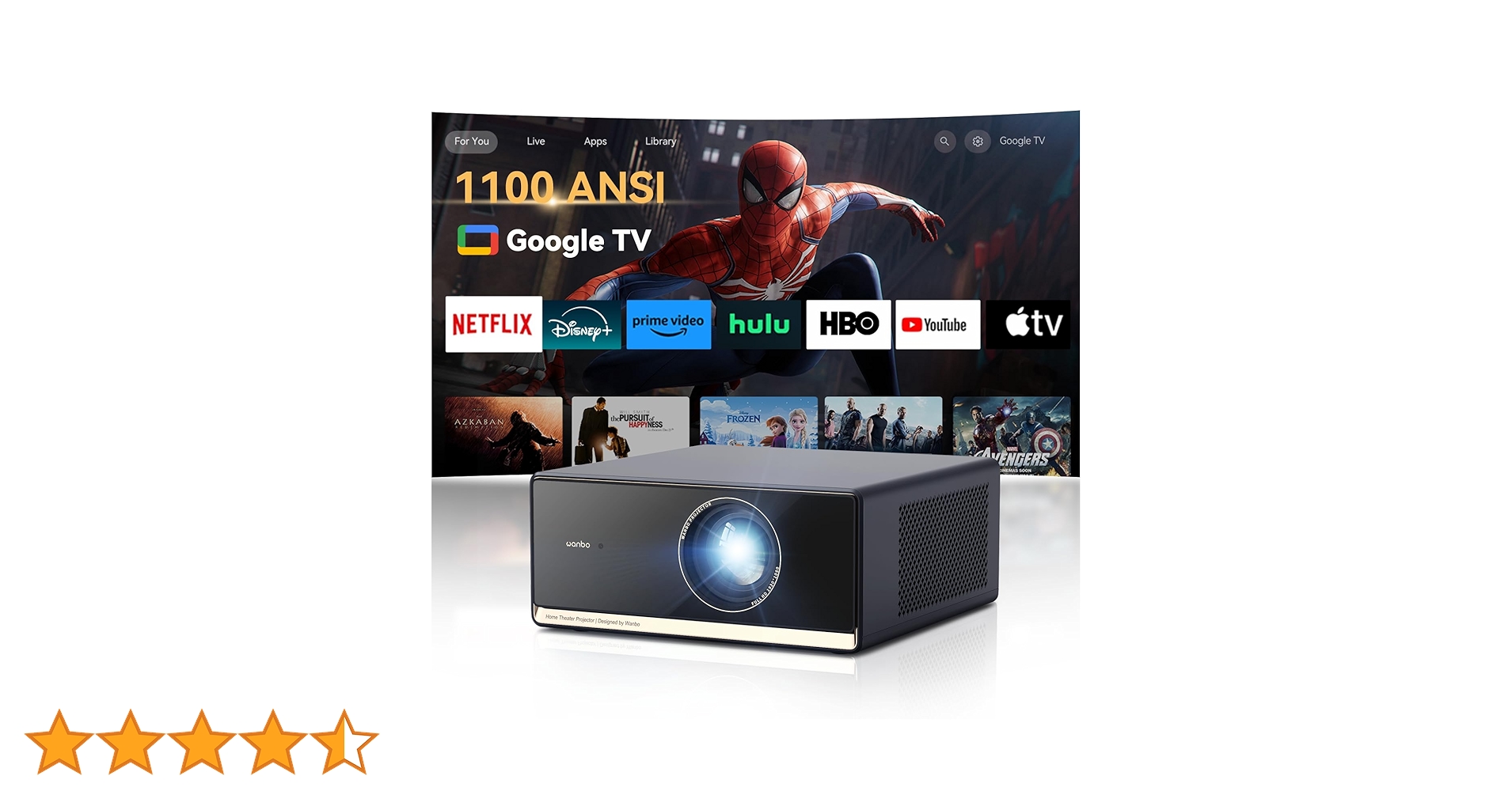 Wanbo X5 Proプロジェクターフル1080P フルHD 超明るい Amazon.co.jp: 【1100ANSI・Google TV搭載】 Wanbo X5 Pro